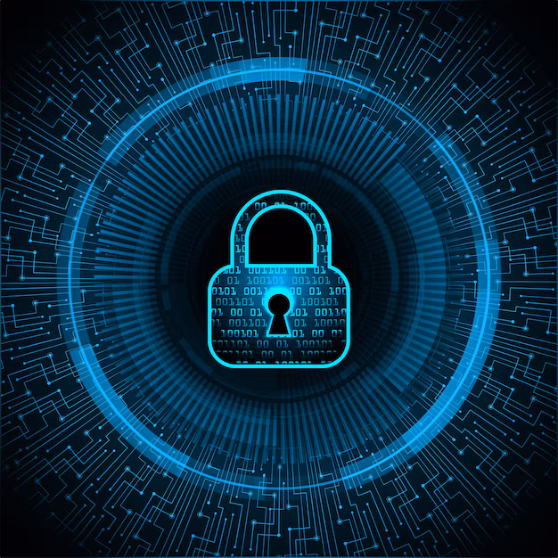 cyber security lock - A digital image of a lock with the words cyber security on it ...