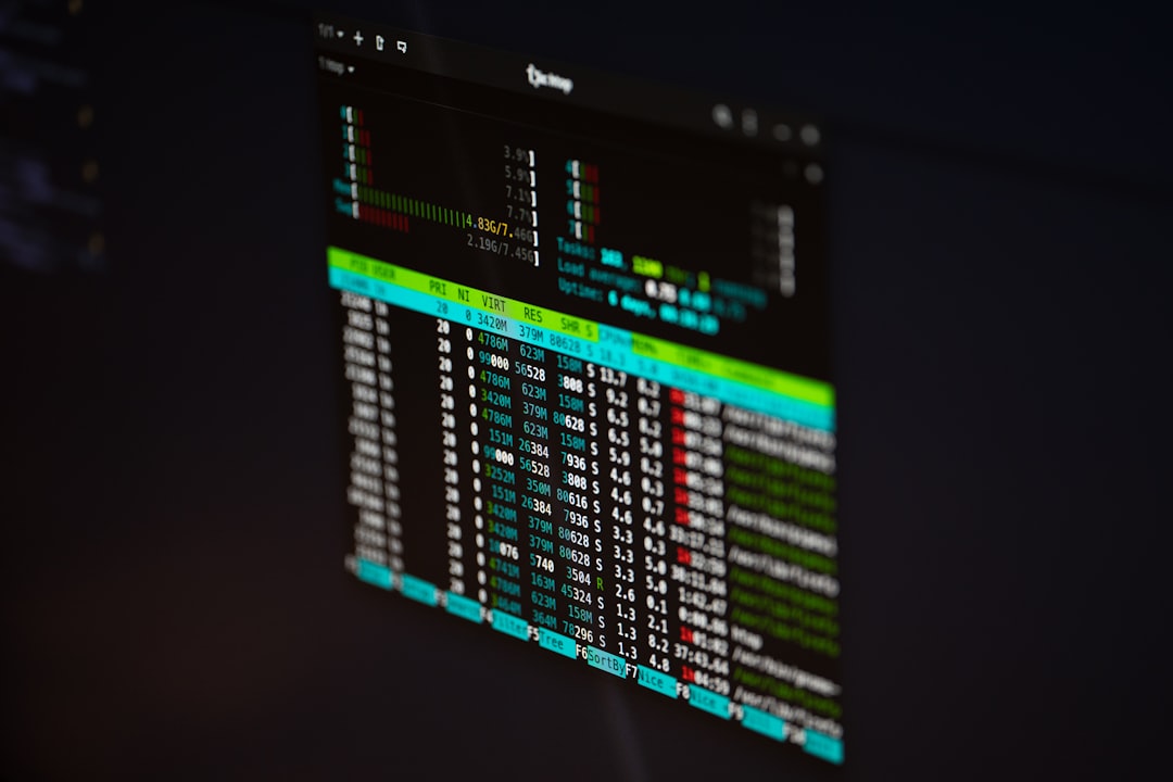 Linux terminal screen - a computer screen with a lot of data on it
