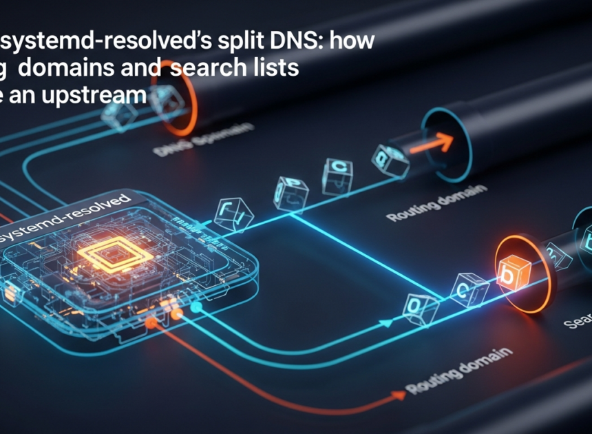 Inside systemd-resolved’s split DNS: how routing domains and search lists choose an upstream