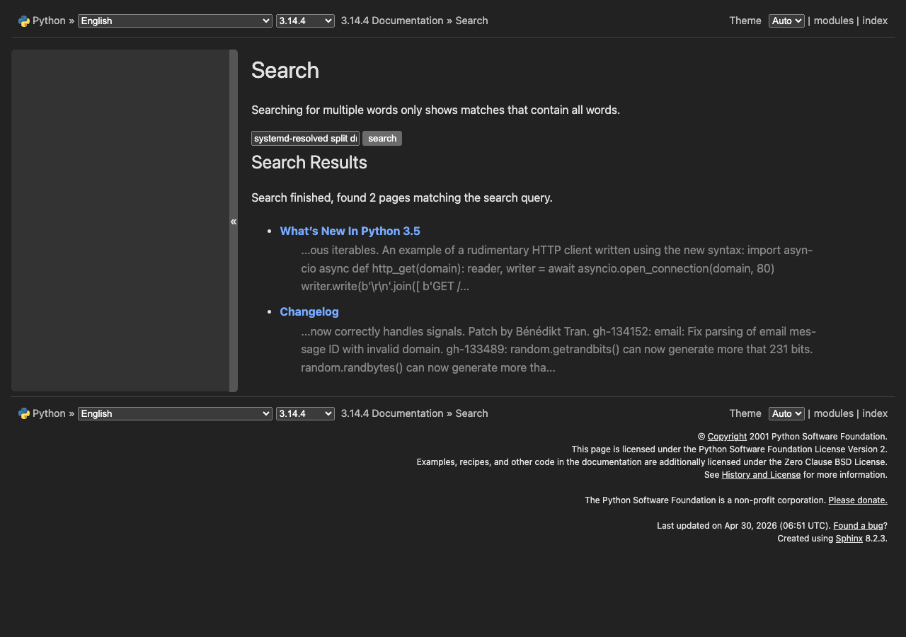 Official documentation for systemd-resolved split dns routing domains