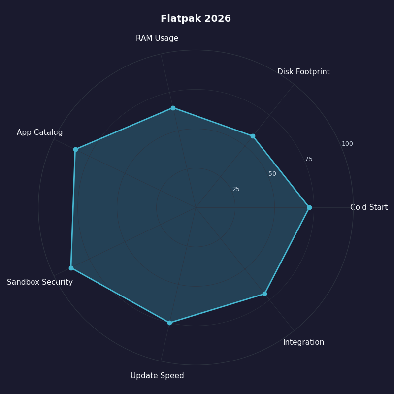 Radar chart: Flatpak 2026